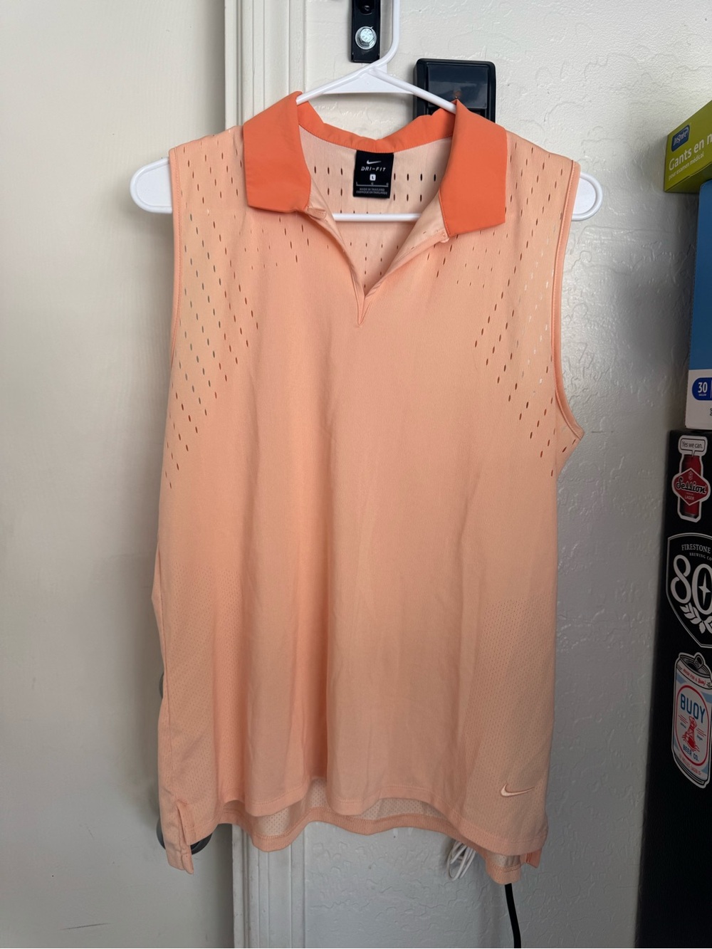 Nike Sleeveless Polo Tank in Peach with Orange Collar